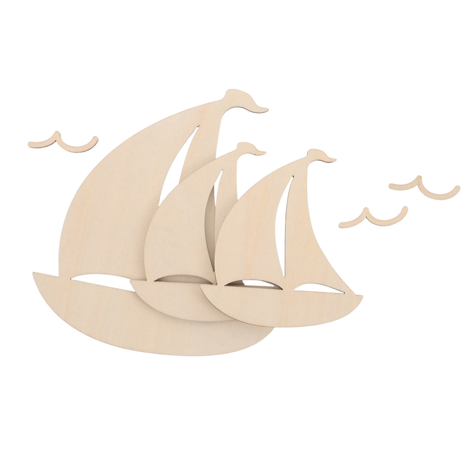 Art And Craft For Nursery - 6Pcs Wood Sailboat Cutouts Unfinished Nautical